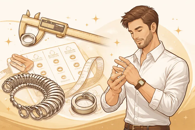 Illustration zur Ringgrößentabelle für Herren